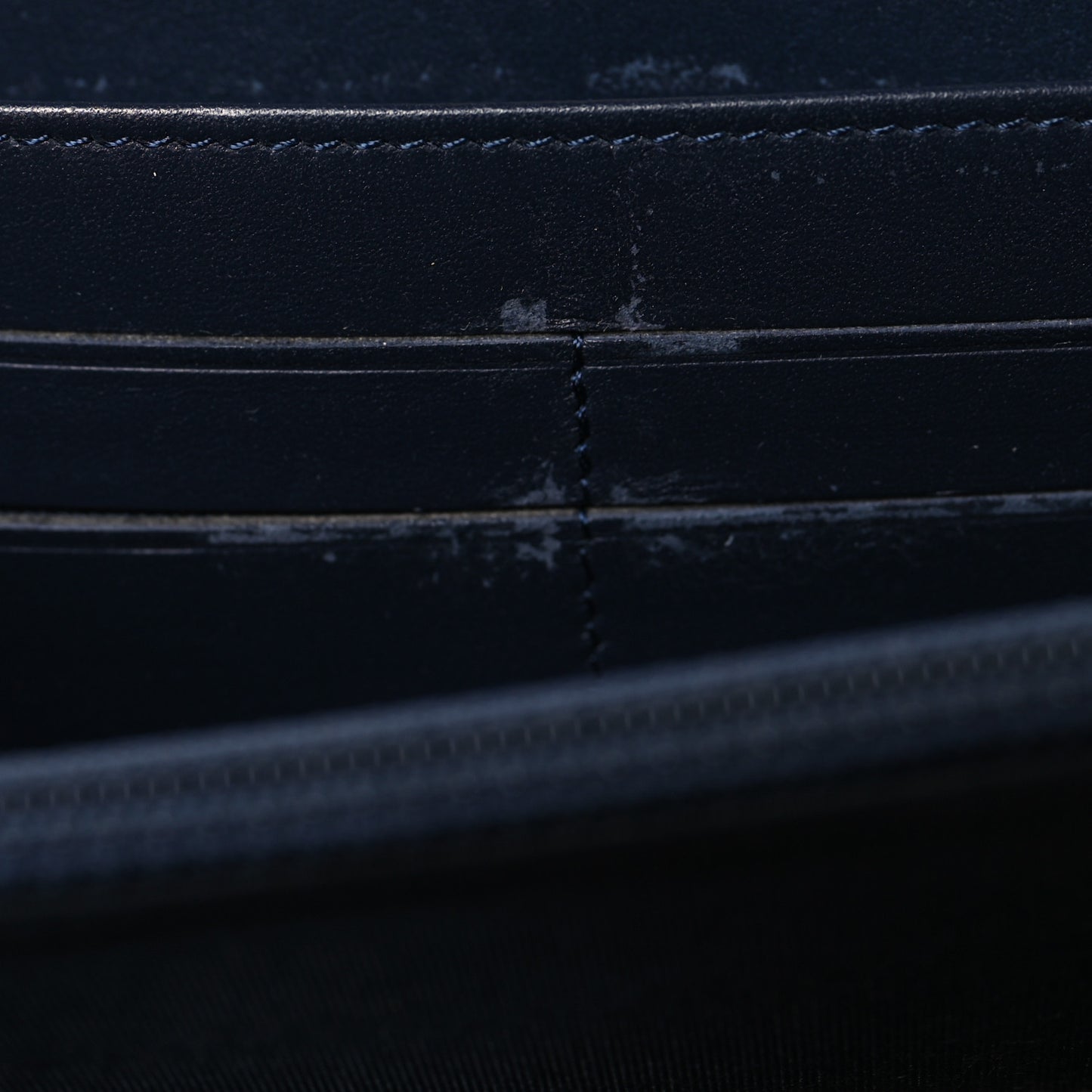 Caviar Quilted Filigree Zip Around Wallet Navy