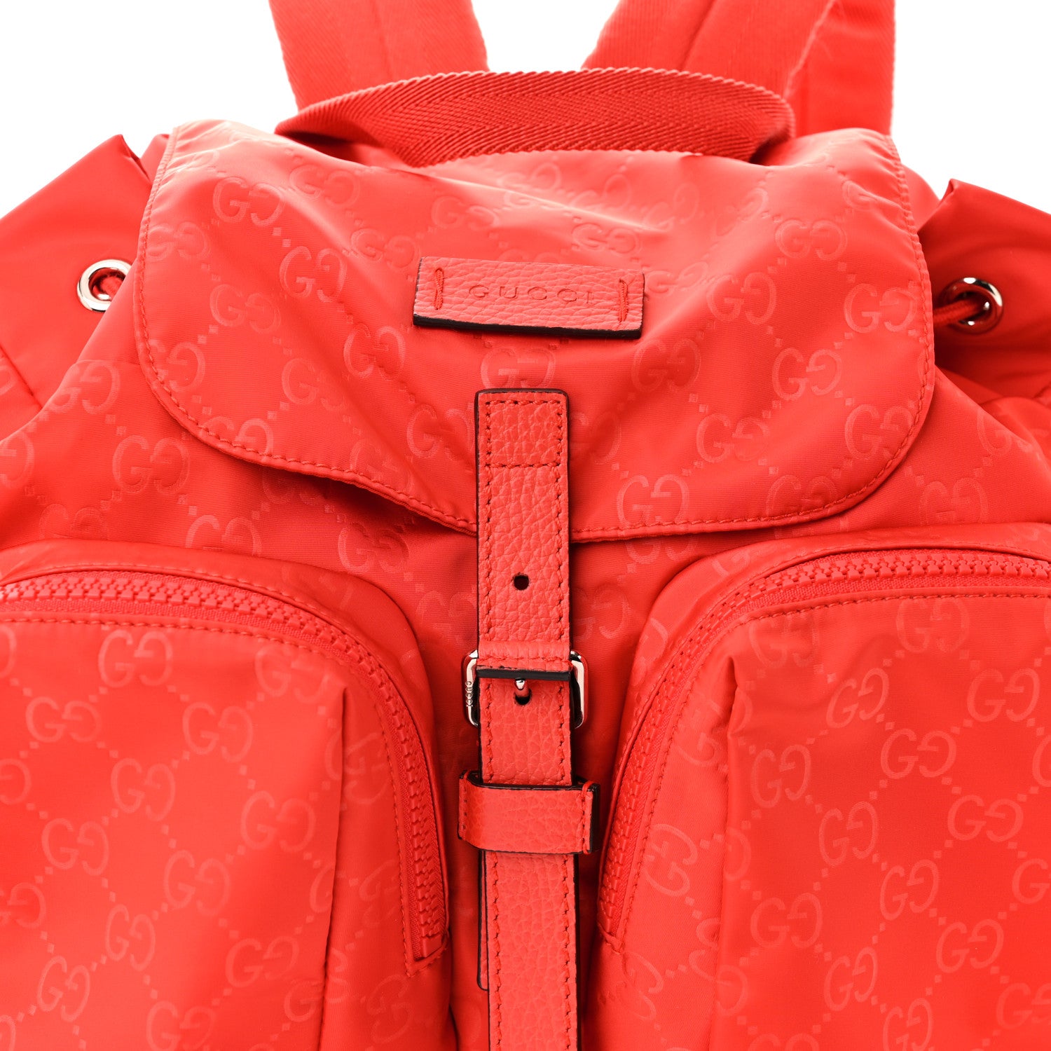 Gucci Nylon Monogram Small Single Buckle Backpack Red 8 of 10