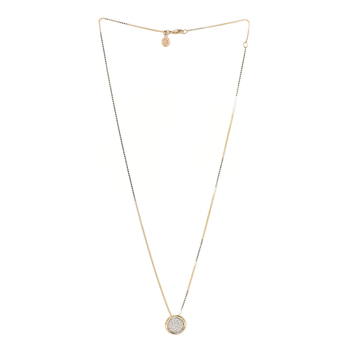 John Hardy 18K Yellow Gold Diamond Bamboo Pendant Necklace 3 of 5