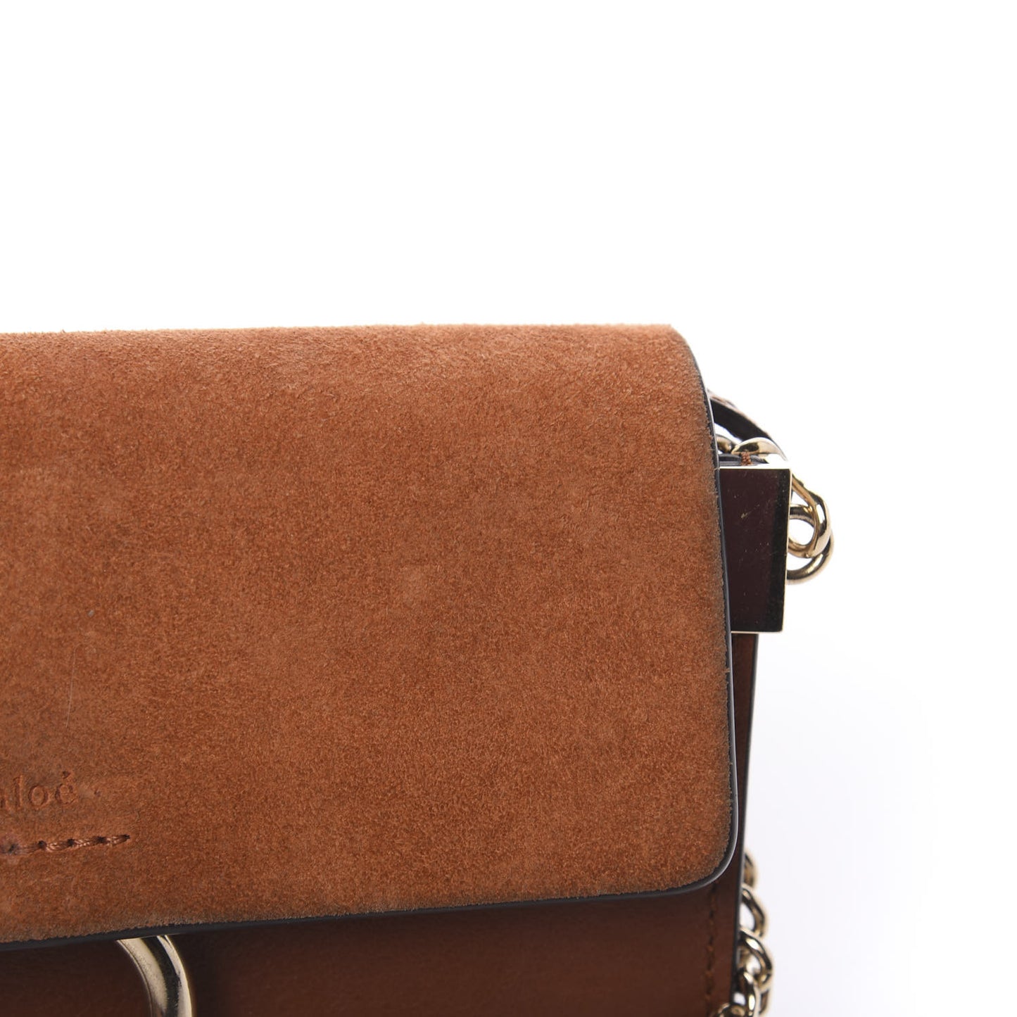 Suede Calfskin Mini Faye Shoulder Bag Tobacco