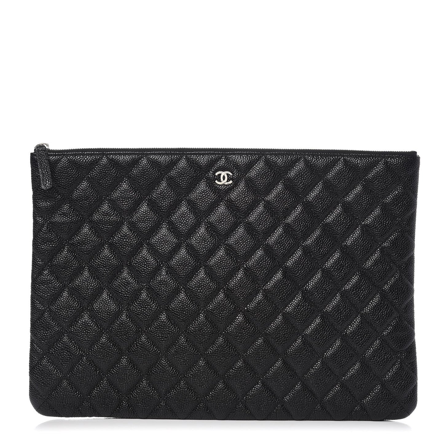 Caviar Quilted Large Cosmetic Case Black