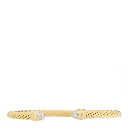 David Yurman 18K Yellow Gold Diamond 5mm Cable Classics Bracelet 1 of 4