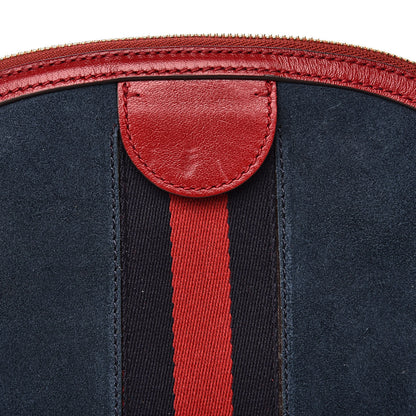 Gucci Suede Calfskin Web Small Ophidia Dome Shoulder Bag New Blue Romantic Cherry 11 of 14