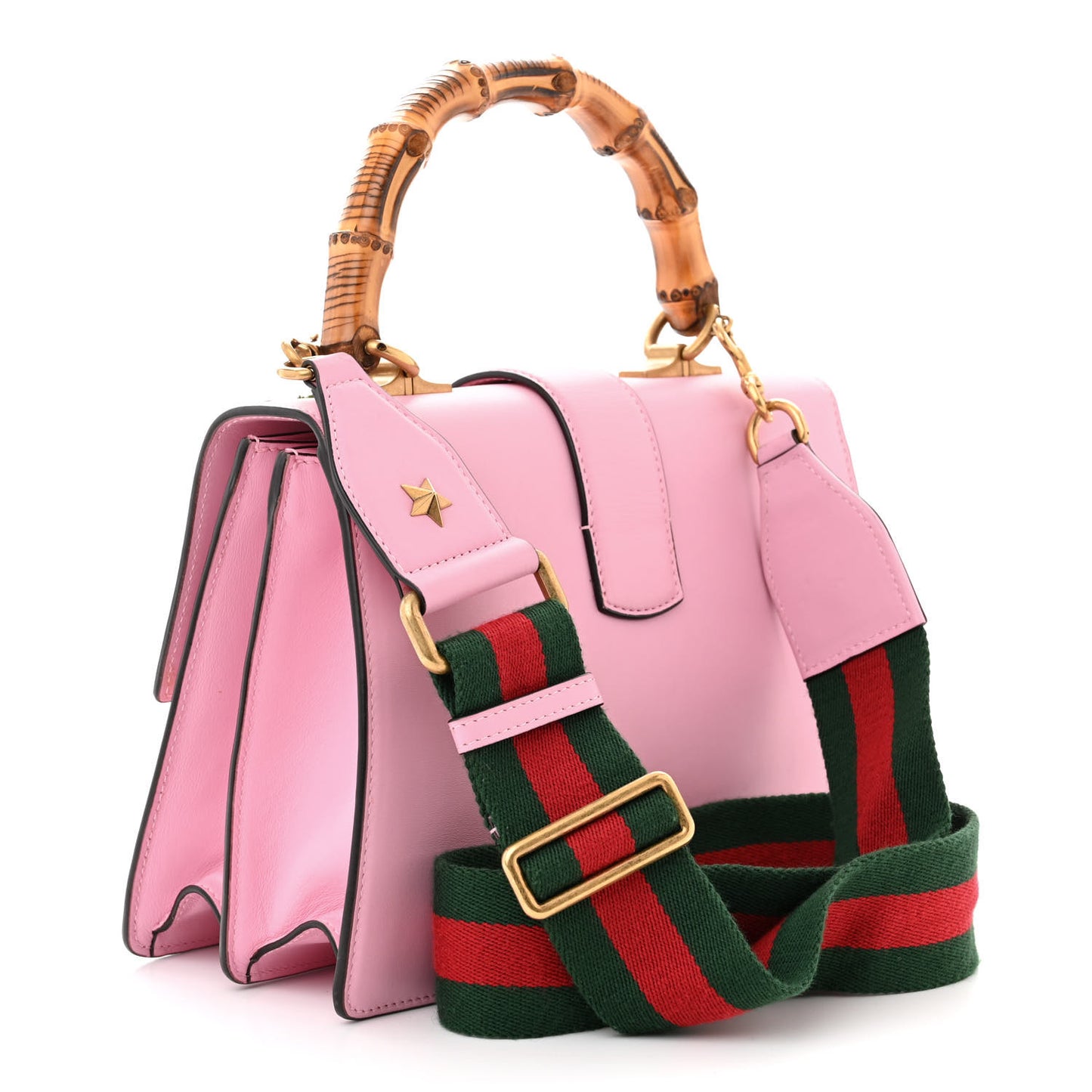 Calfskin Bamboo Web Embroidered Medium Dionysus Top Handle Bag Pink