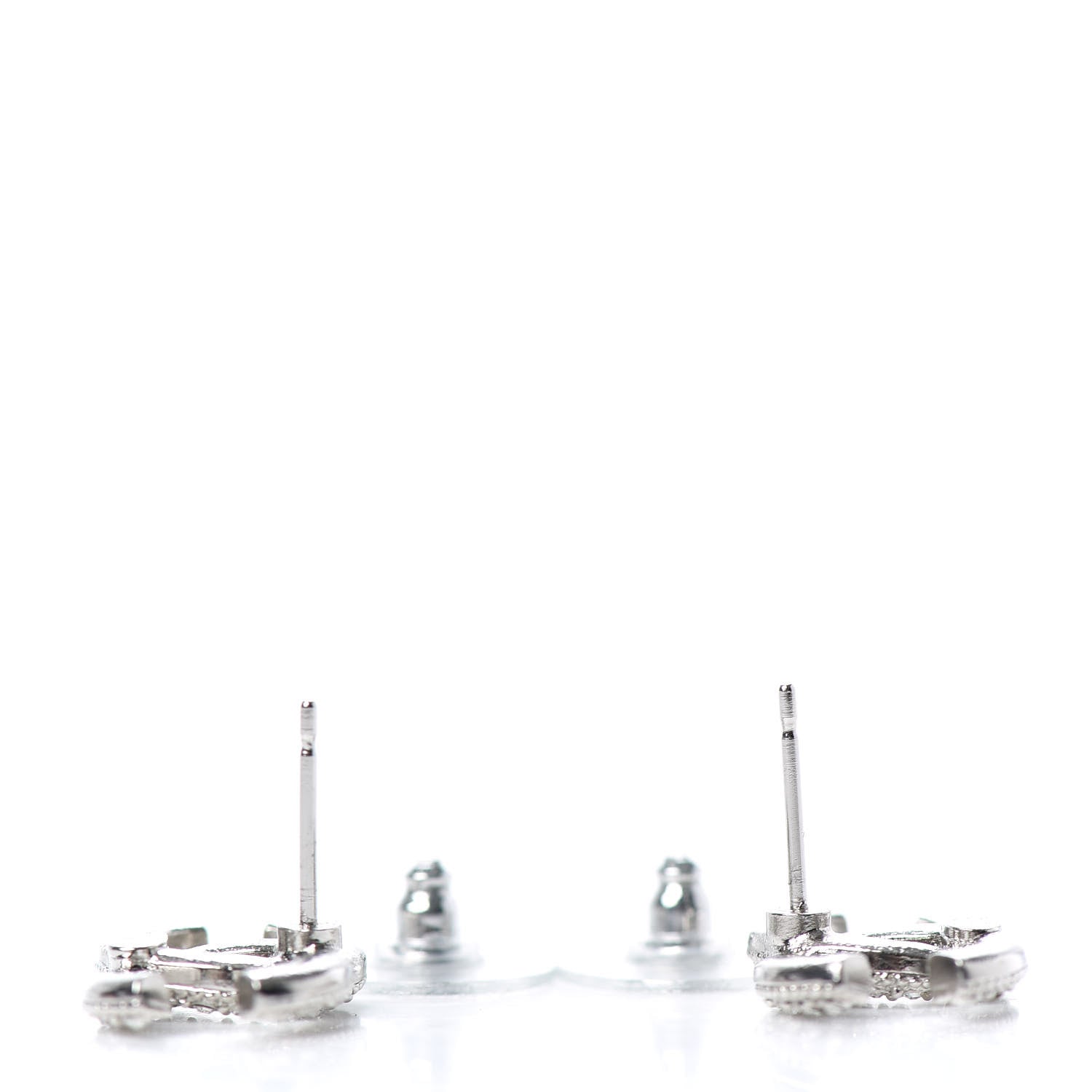 Chanel Crystal CC Earrings Silver 3 of 4