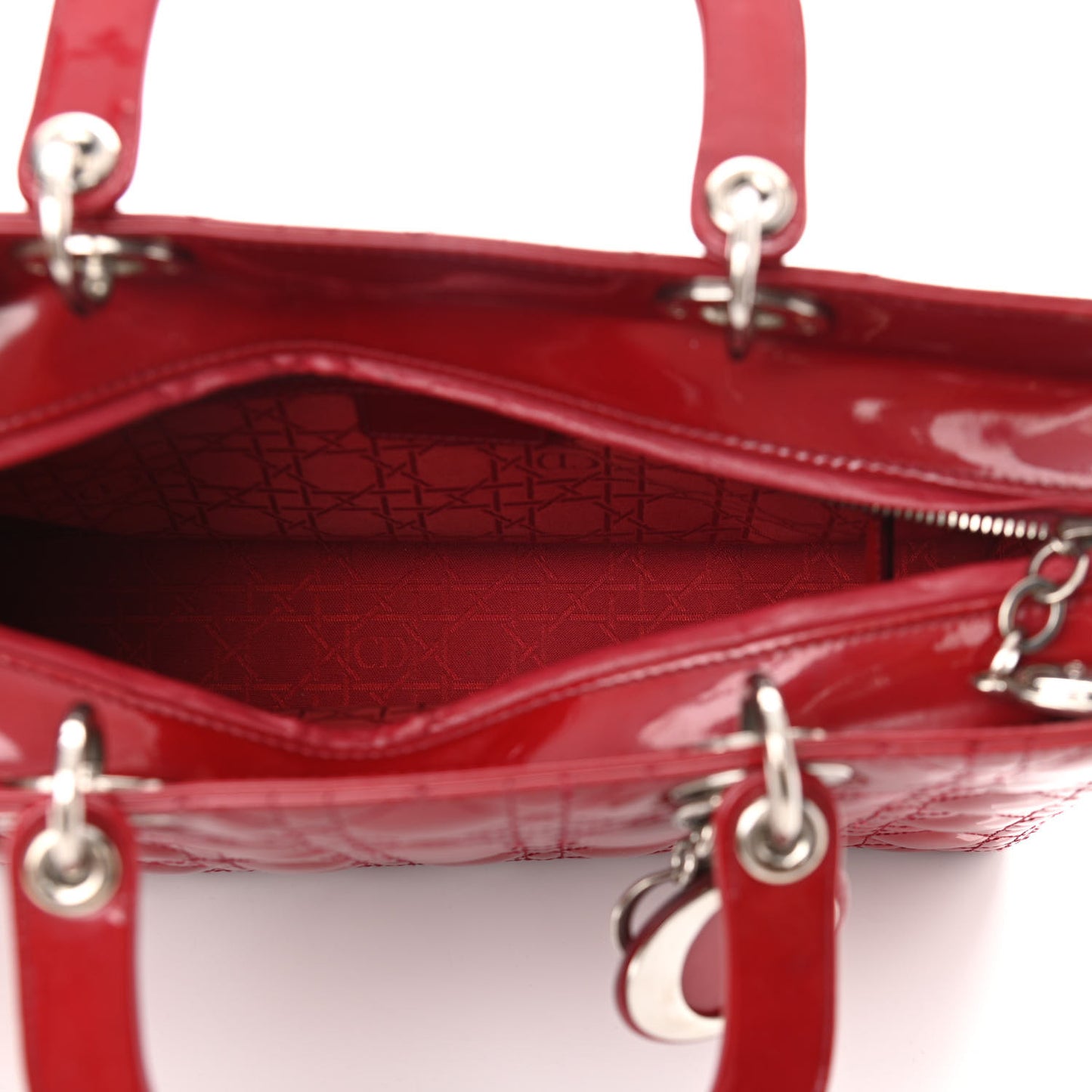 Patent Cannage Large Lady Dior Red