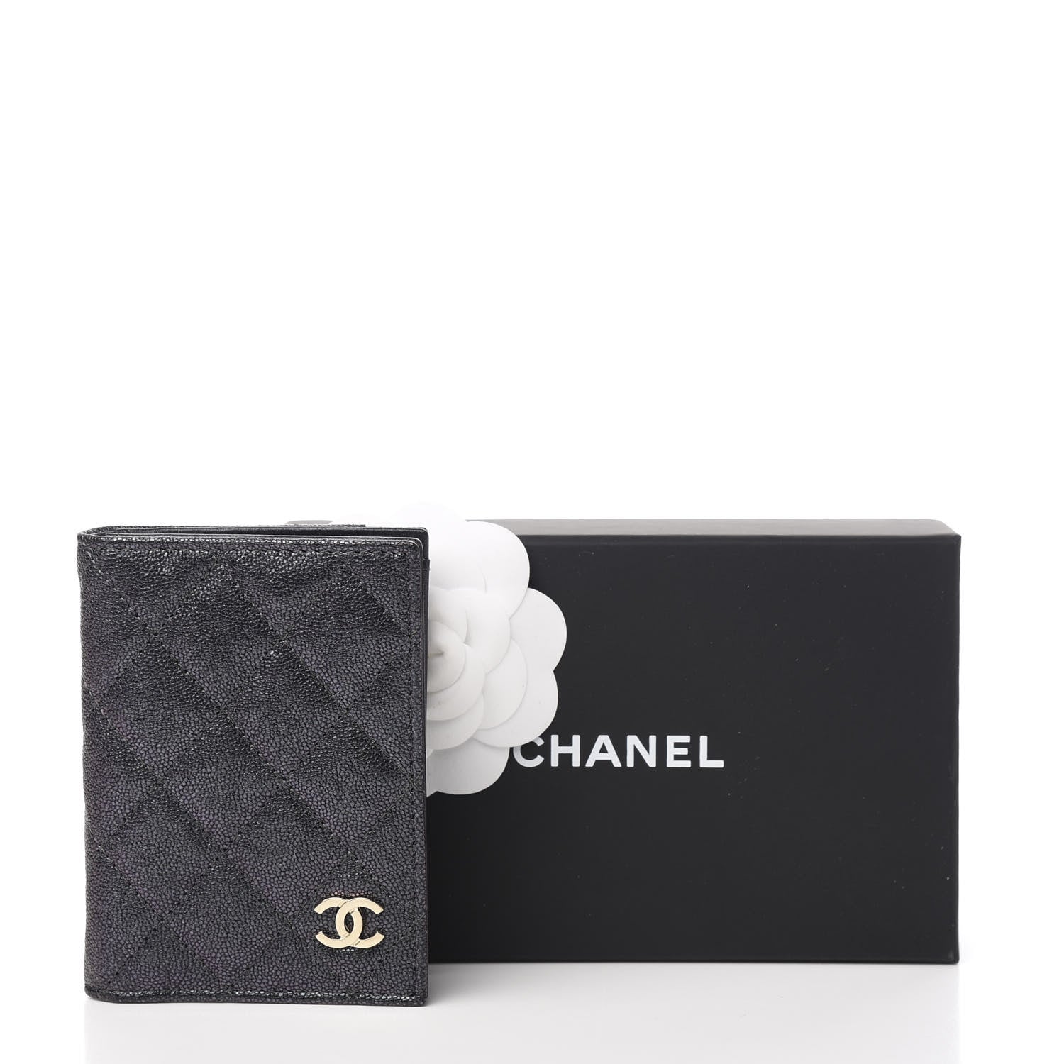 Chanel Iridescent Caviar Quilted Card Holder Wallet Black 7 of 7