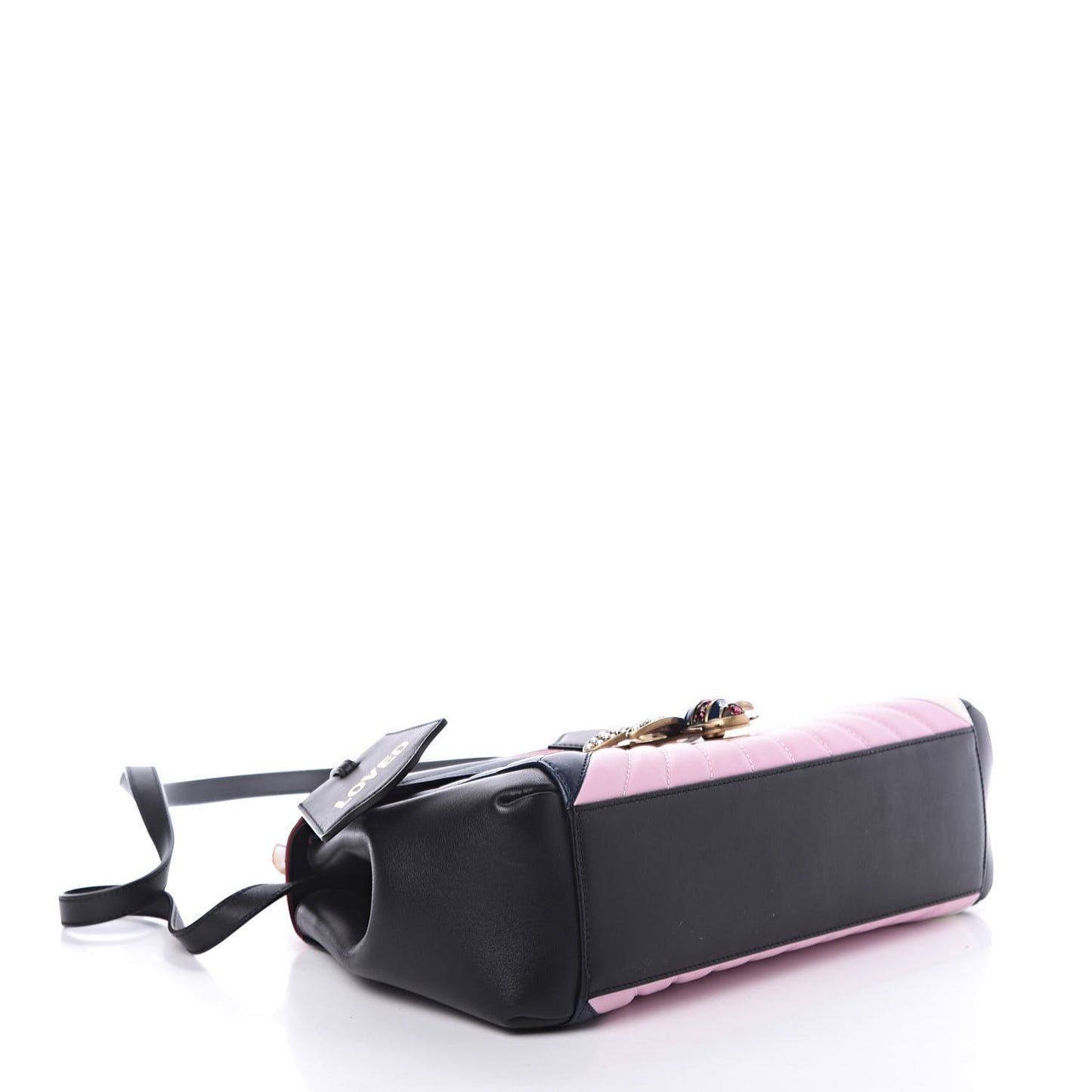 Calfskin Bamboo Trapuntata Queen Margaret Top Handle Bag Blue Agata Hibiscus Red Mystic White Sugar Pink