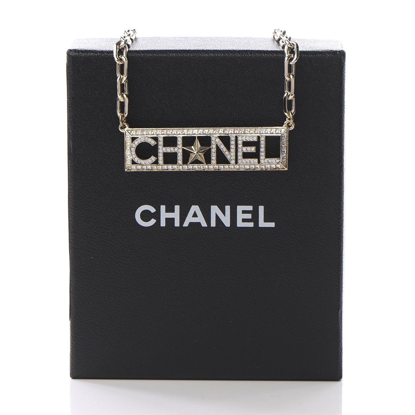 Crystal Chain Short Logo Necklace Gold