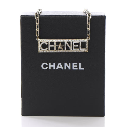 Chanel Crystal Chain Short Logo Necklace Gold 5 of 5