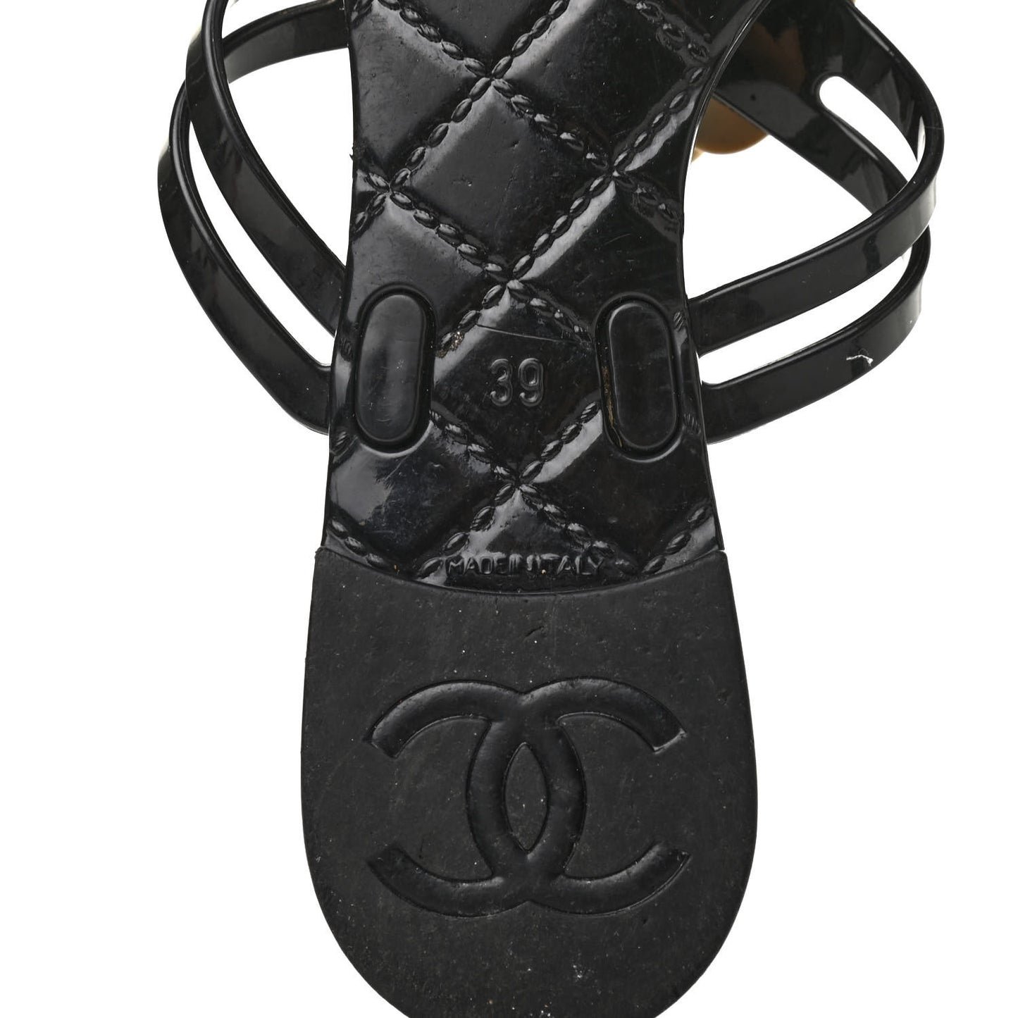 Jelly Camellia Thong Sandals 39 Black Ivory