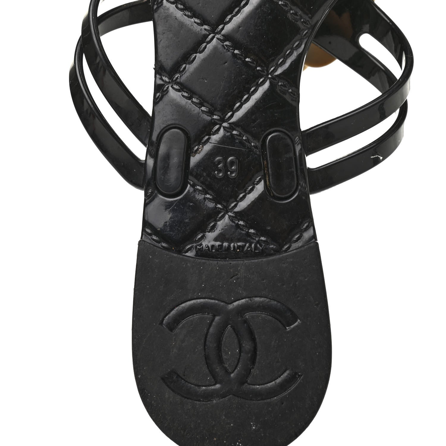 Chanel Jelly Camellia Thong Sandals 39 Black Ivory 7 of 10