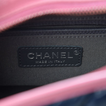 Chanel Aged Calfskin Chevron Quilted Small Gabrielle Hobo Dark Pink Navy 8 of 12