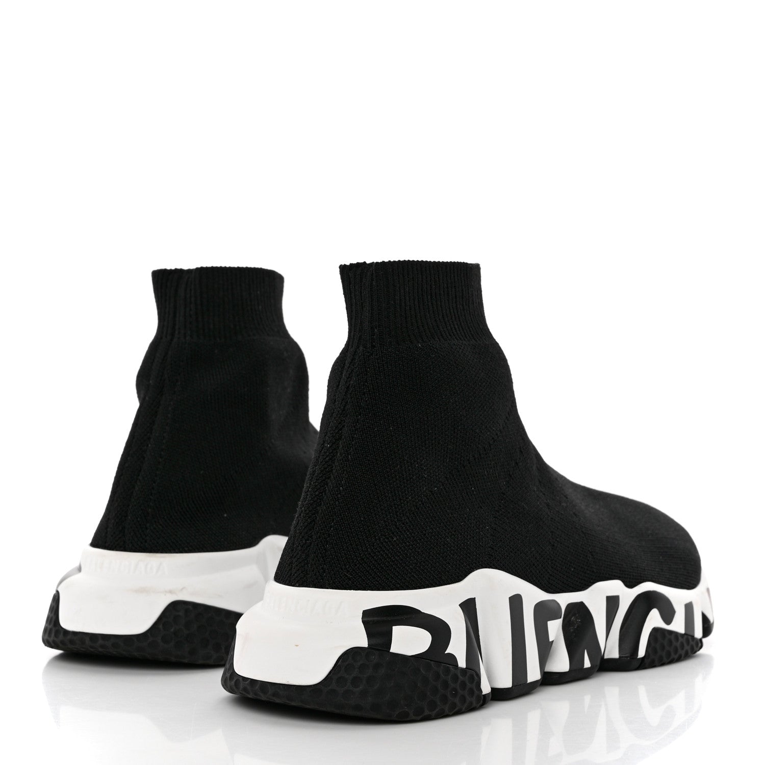 Balenciaga Neoprene Knit Womens Speed Graffiti Sneakers 38 Black White 4 of 12