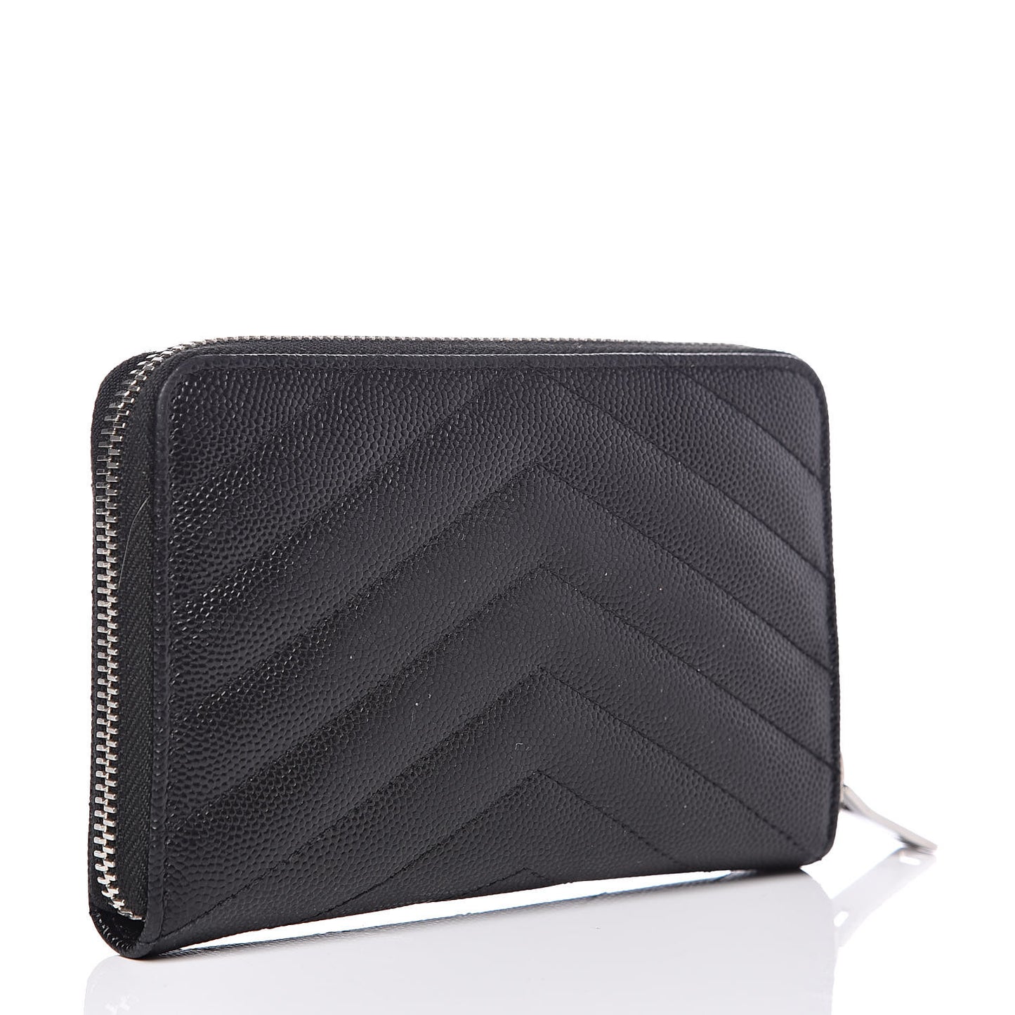 Grain De Poudre Matelasse Chevron Monogram Zip Around Wallet Black