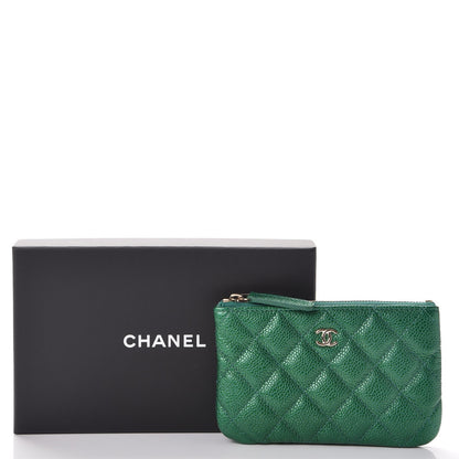 Chanel Metallic Caviar Quilted Small Cosmetic Case Green 8 of 8