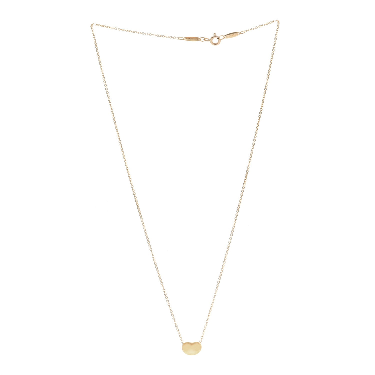 Tiffany 18K Yellow Gold 9mm Elsa Peretti Bean Pendant Necklace 3 of 7