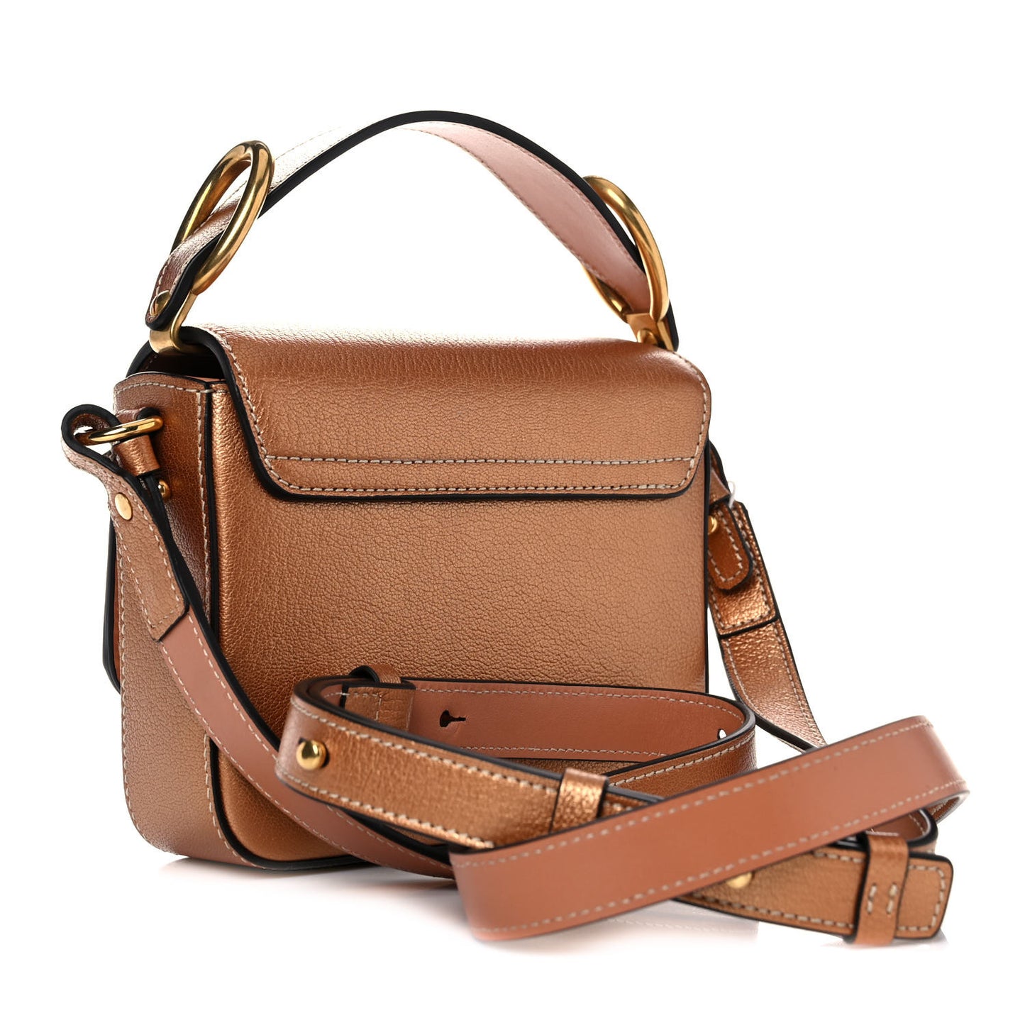 Shiny Calfskin Mini C Double Carry Rose Gold