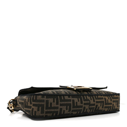Fendi Fabric Jacquard FF 1974 Large Baguette Tobacco Moro Black 4 of 11