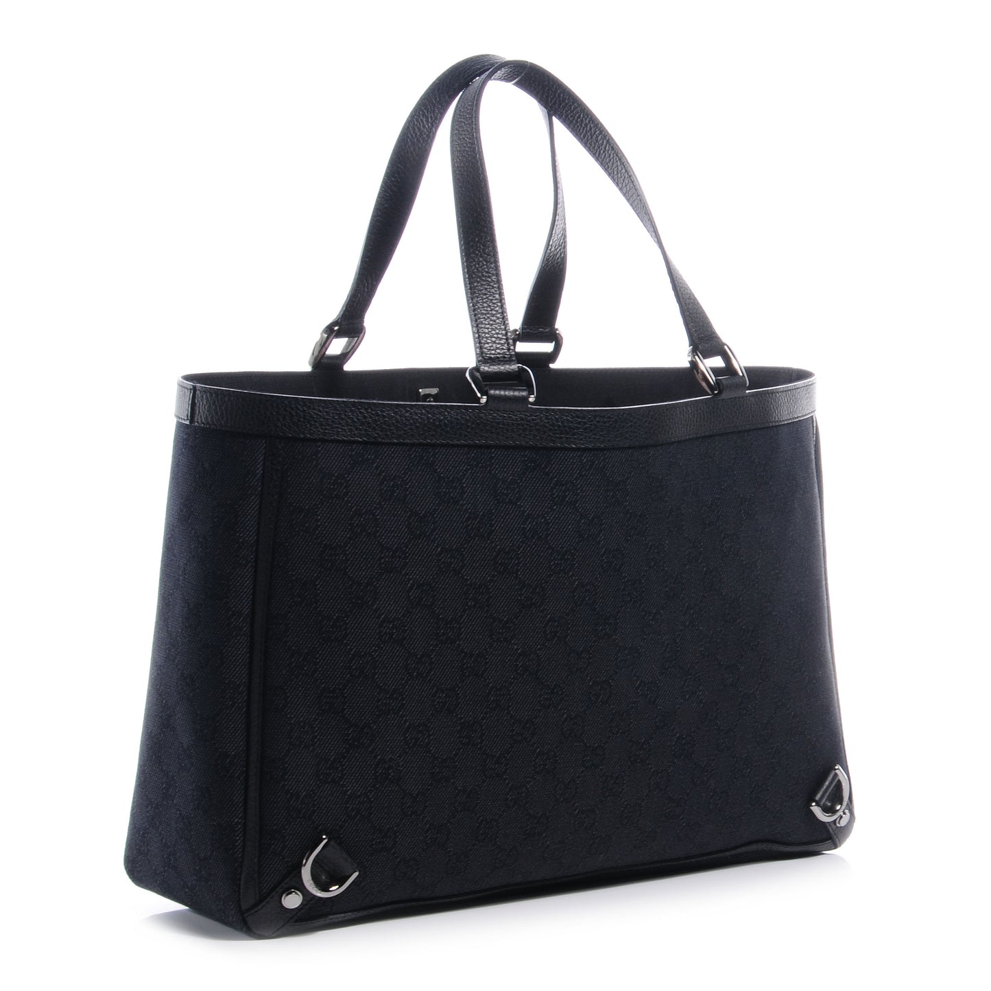 Denim Monogram Large Abbey Tote Black