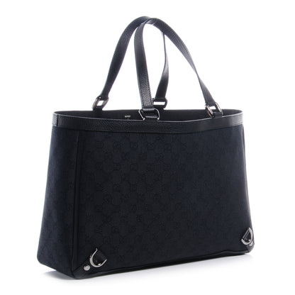 Gucci Denim Monogram Large Abbey Tote Black 3 of 7