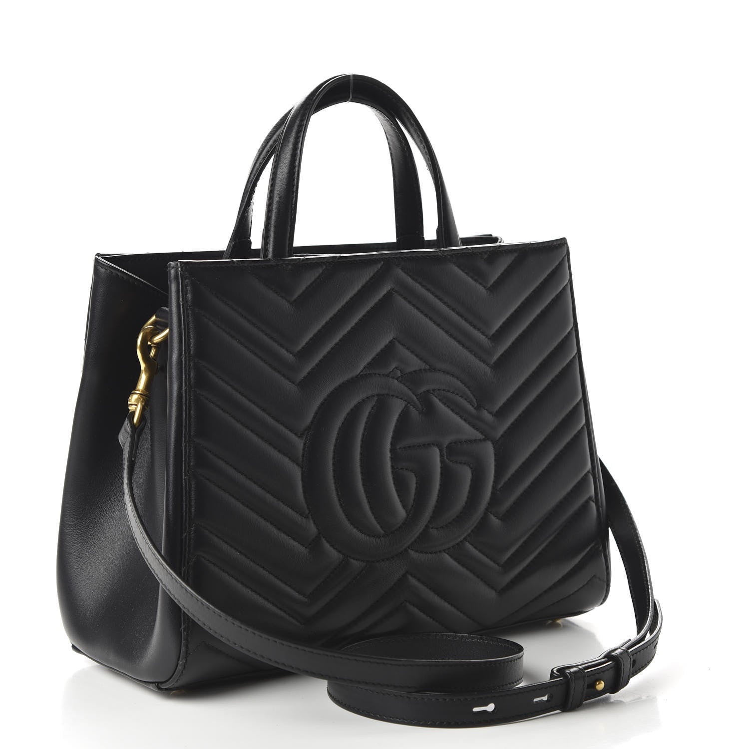 Gucci Calfskin Matelasse Small GG Marmont Tote Black 4 of 11
