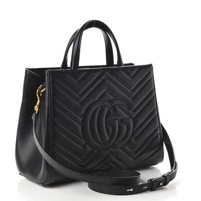Gucci Calfskin Matelasse Small GG Marmont Tote Black 4 of 11