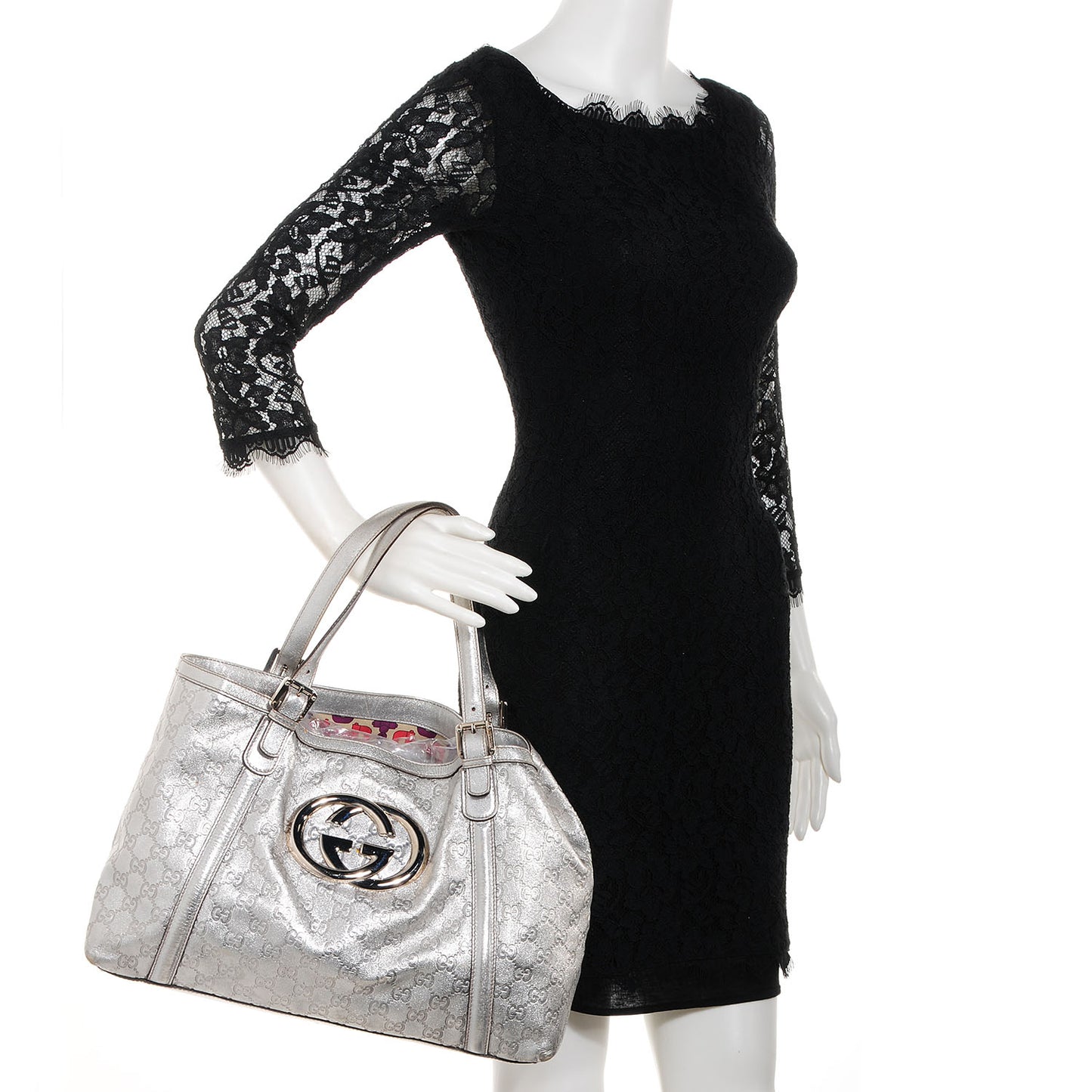 Guccissima Britt Medium Tote Silver