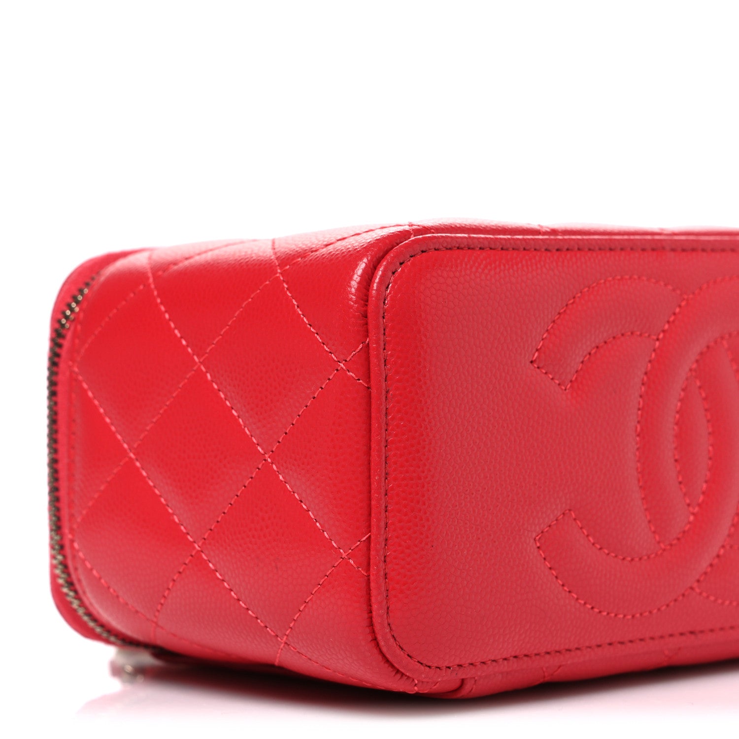 Chanel Caviar Quilted Small Vanity Case With Chain Red 9 of 10