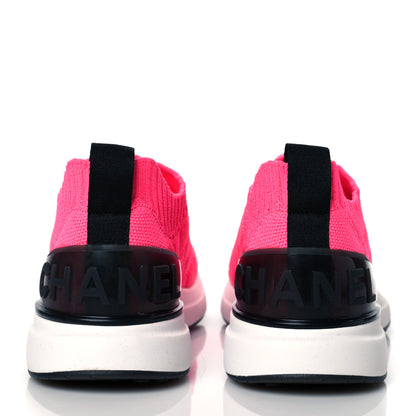 Chanel Mixed Fibers Quilted Womens CC Sneakers 36 Bright Pink 5 of 9