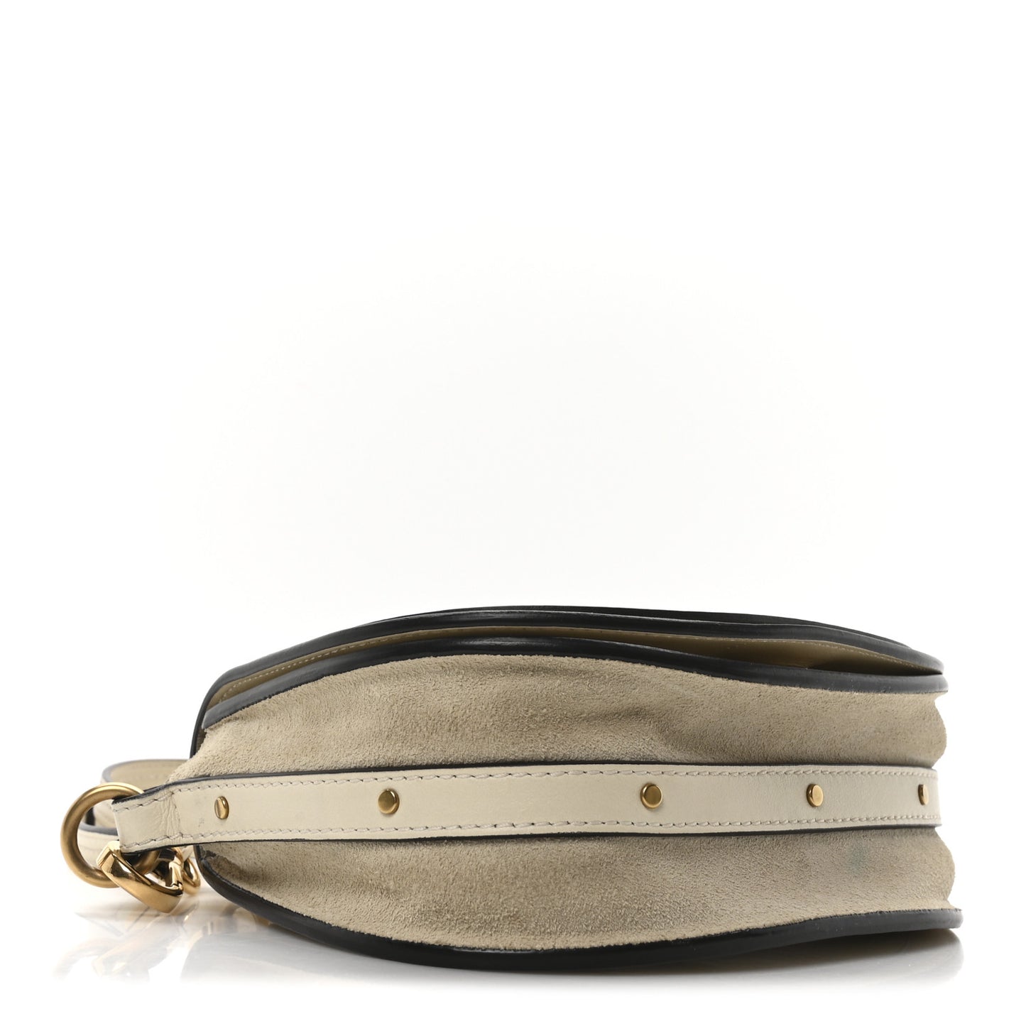 Calfskin Suede Small Nile Bracelet Bag Off White