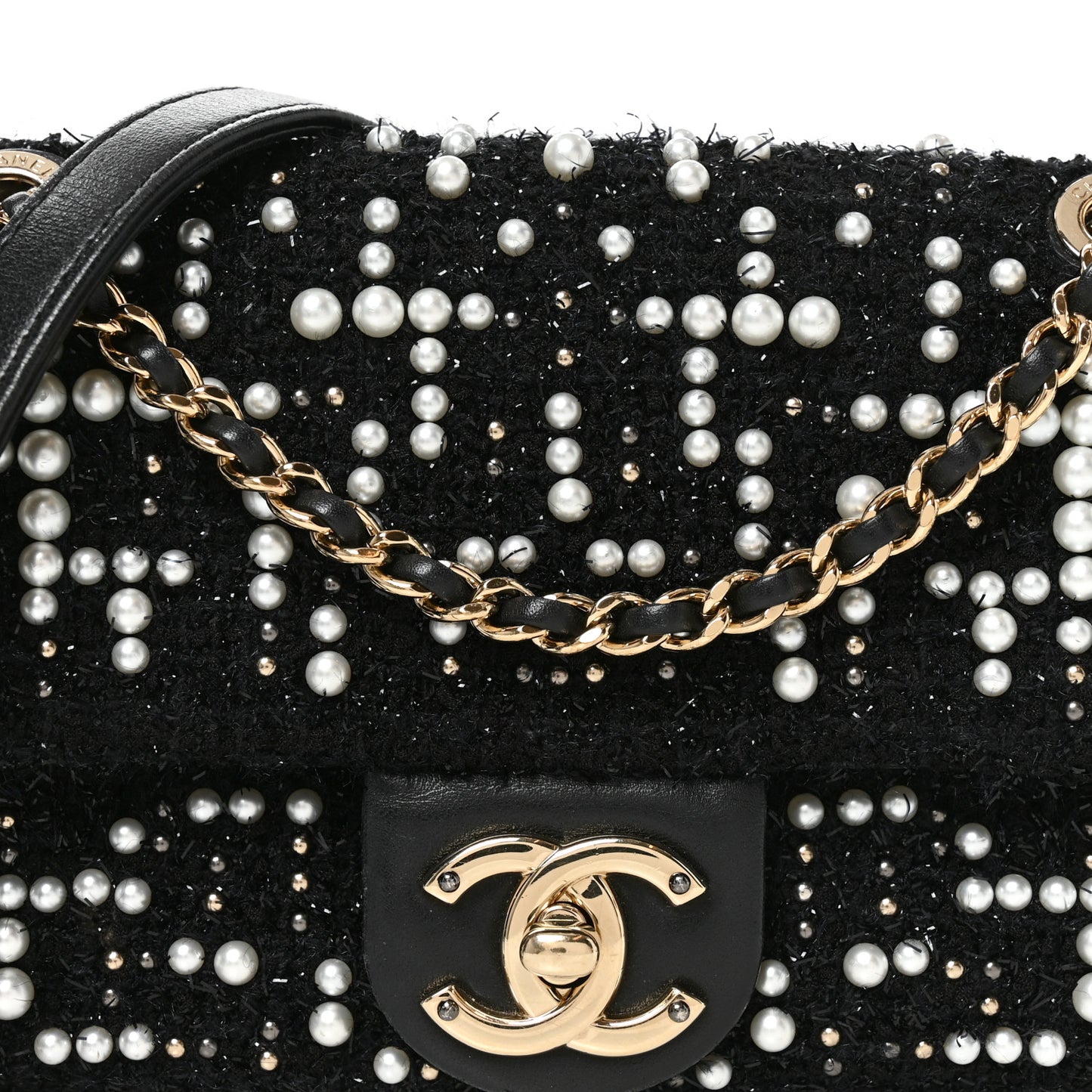 Tweed Pearl Small Cosmos Flap Black
