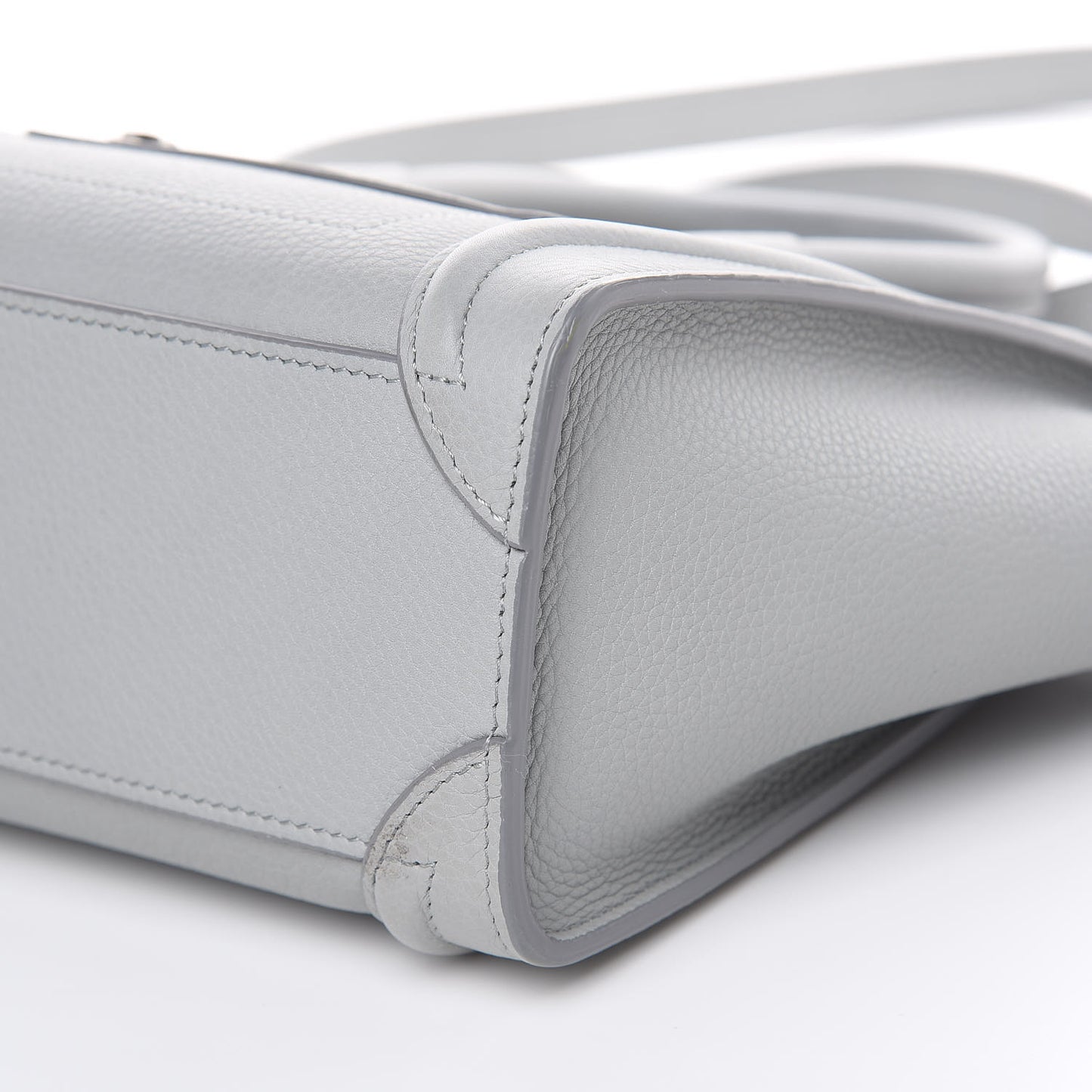 Drummed Calfskin Nano Luggage Pearl Blue