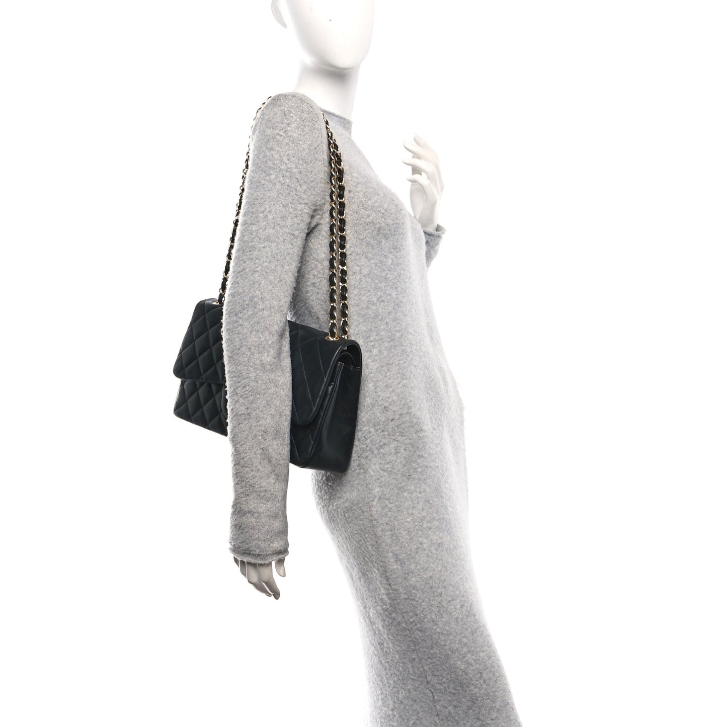 Lambskin Quilted Jumbo Double Flap Black