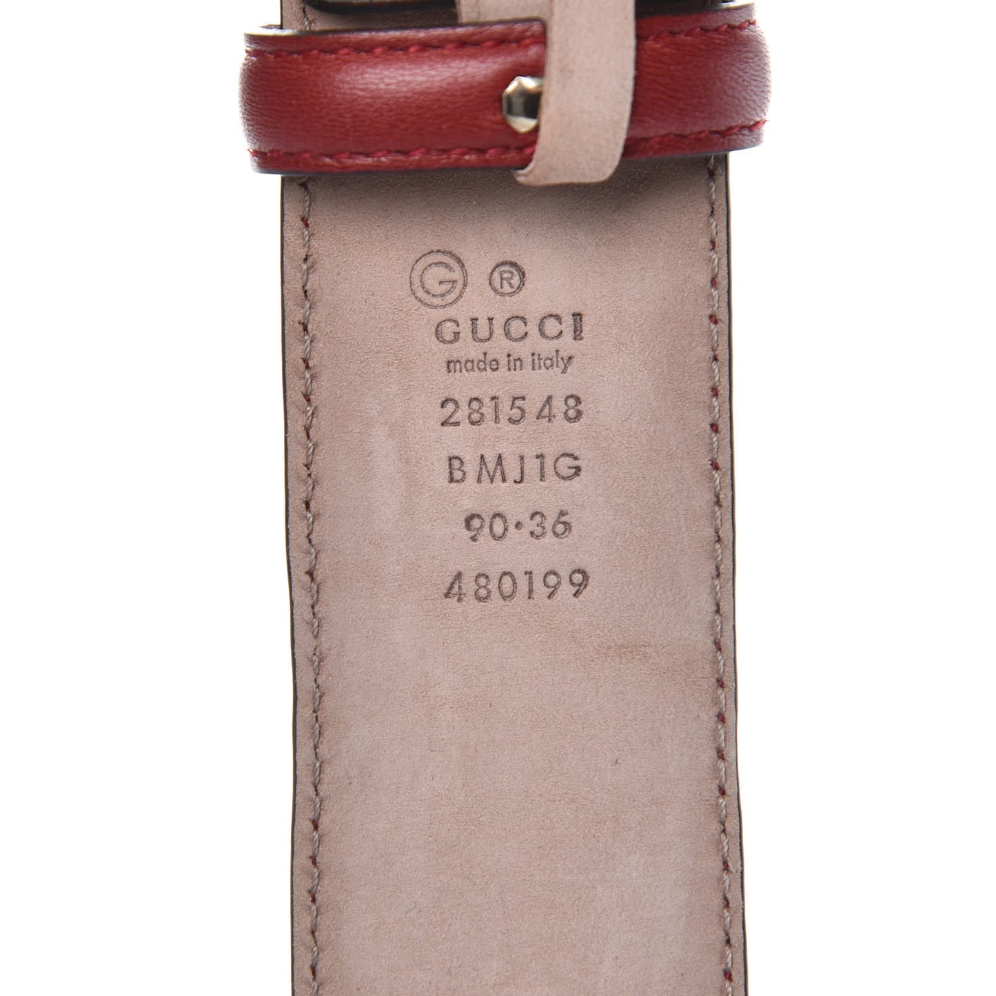 Soft Microguccissima Margaux Calfskin Belt 90 36 Rosso