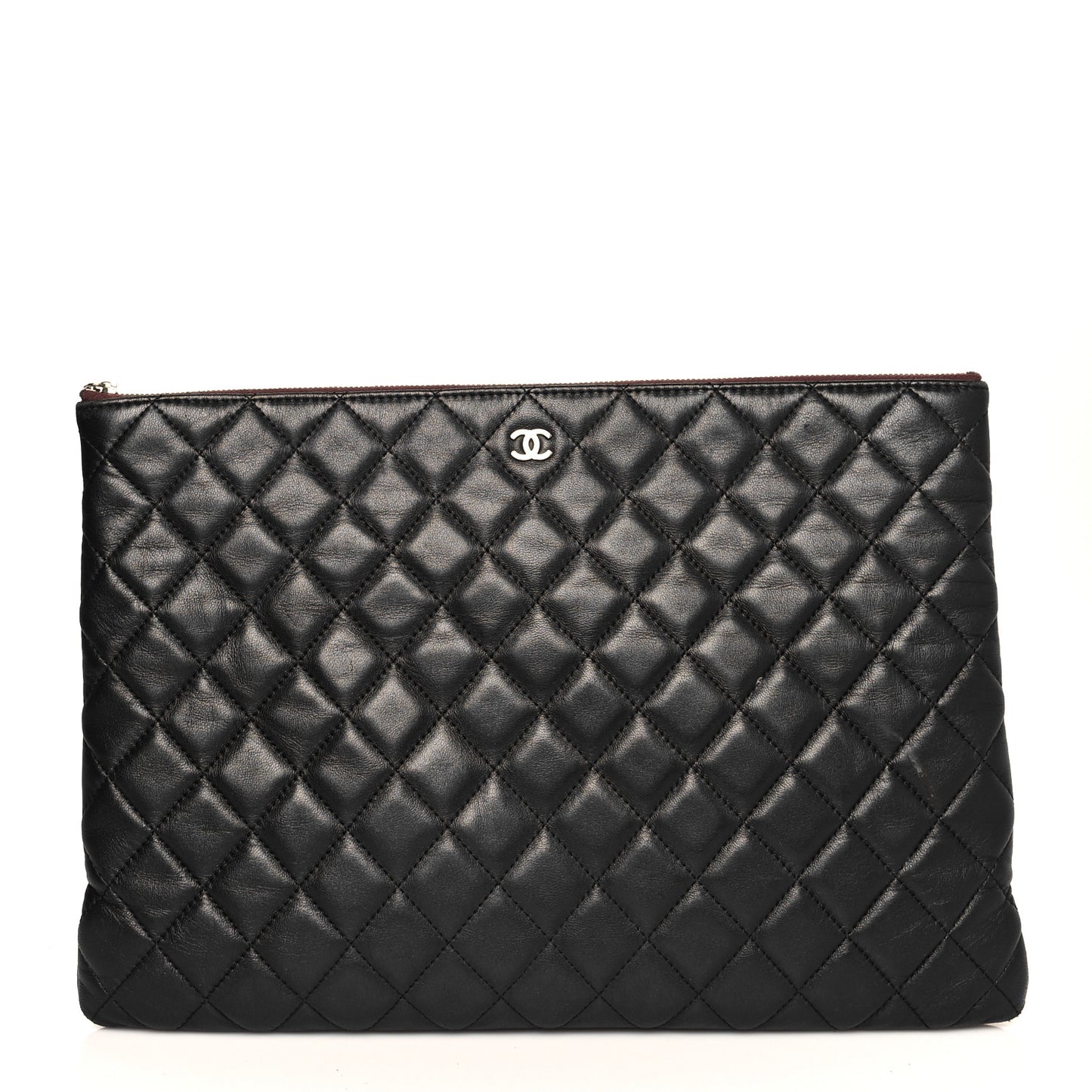 Lambskin Quilted Large Cosmetic Case Black