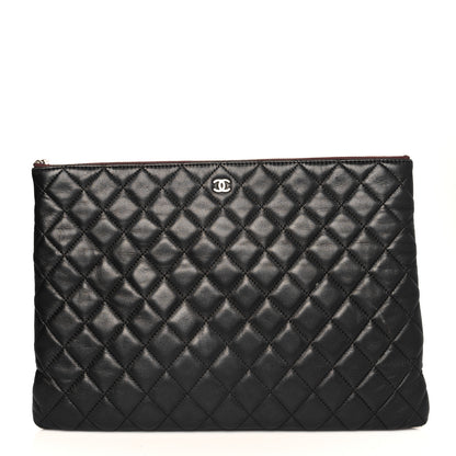 Chanel Lambskin Quilted Large Cosmetic Case Black 1 of 11