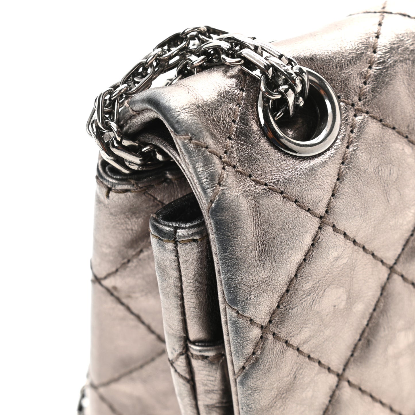 Metallic Aged Calfskin Quilted 2.55 Reissue 226 Flap Dark Silver