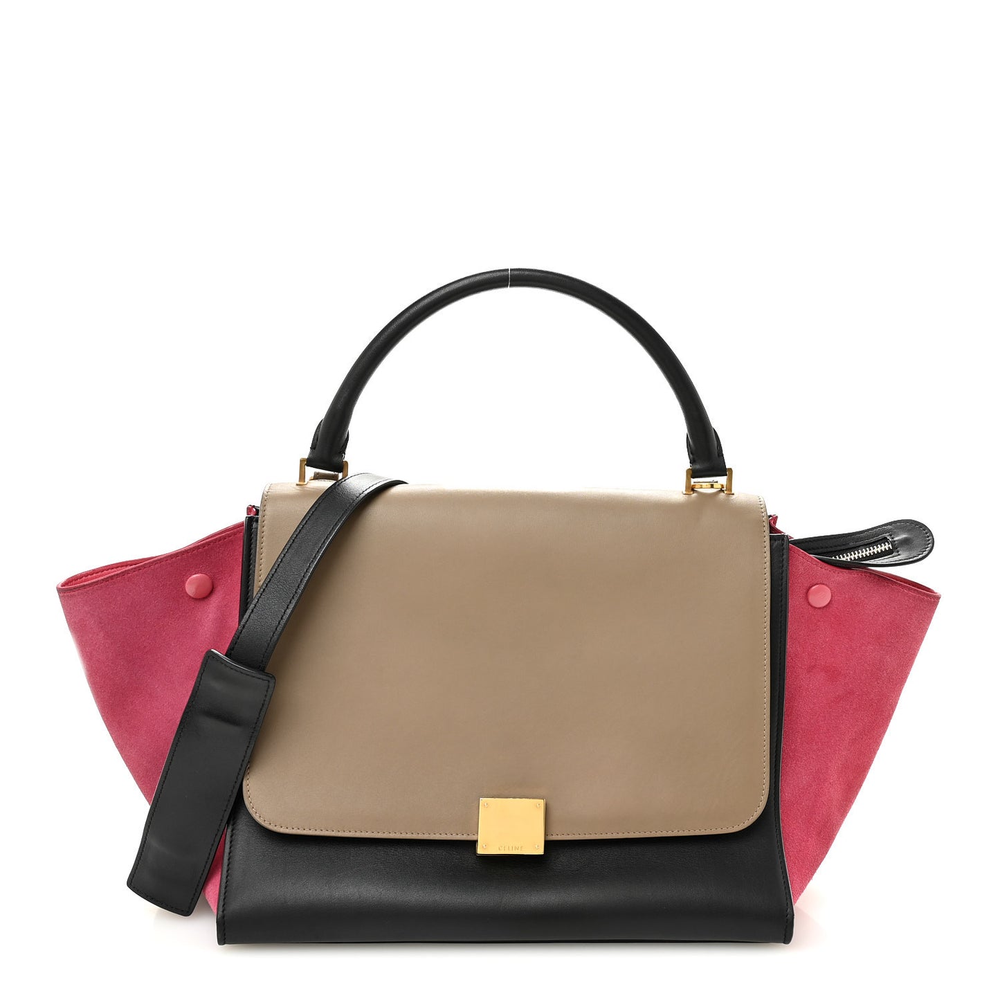 Smooth Calfskin Suede Medium Tri-Color Trapeze Pink