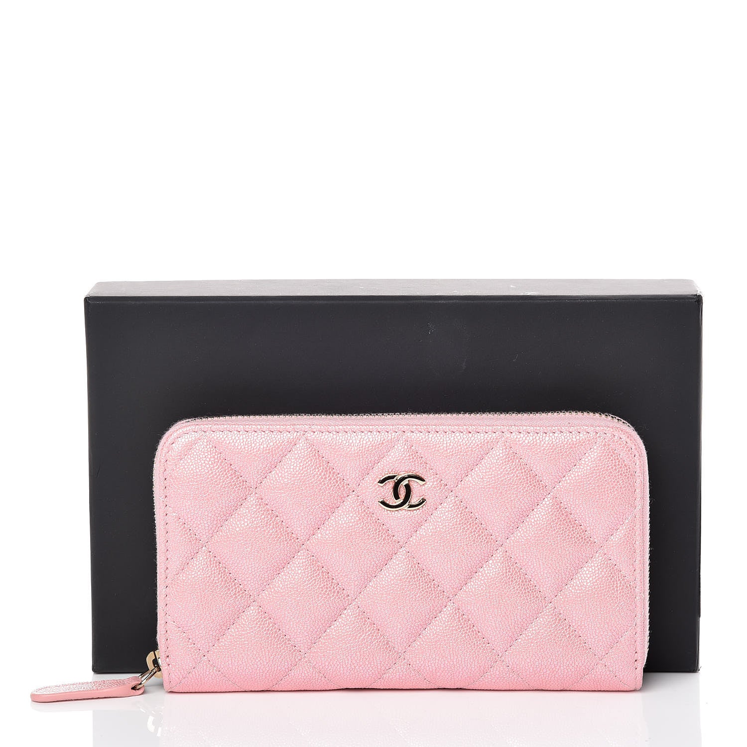 Chanel Iridescent Caviar Quilted Medium Zip Around Wallet Pink 11 of 11