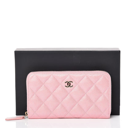Chanel Iridescent Caviar Quilted Medium Zip Around Wallet Pink 11 of 11