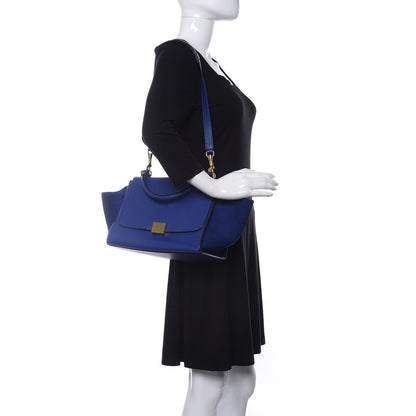 Celine Drummed Calfskin Suede Small Trapeze Indigo 2 of 12