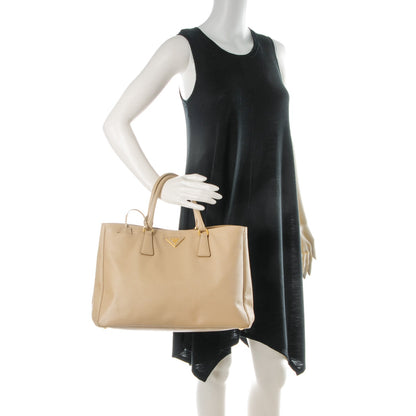 Prada Saffiano Lux Large Tote Sabbia 2 of 9