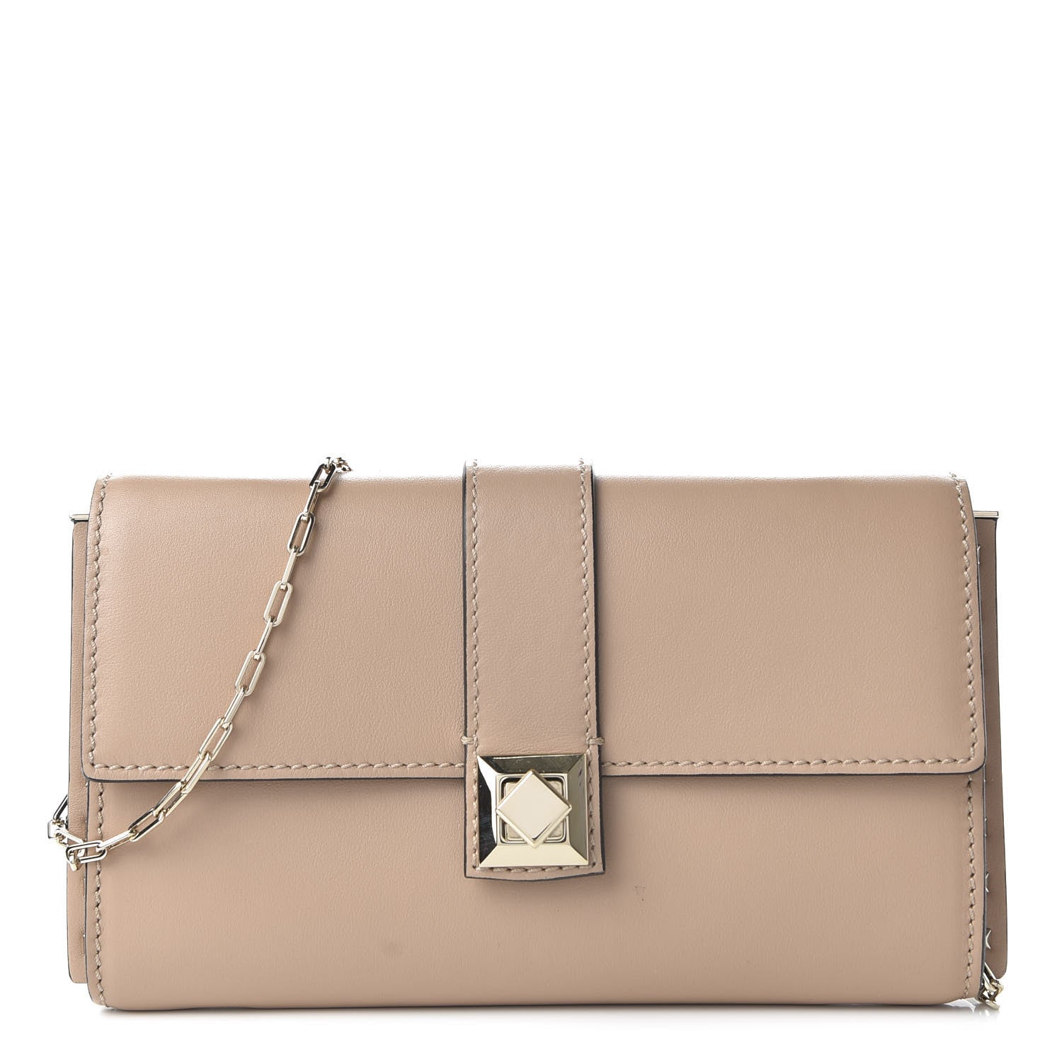 Valentino Garavani Calfskin Rockstud Chain Clutch Skin Sorbet 1 of 9