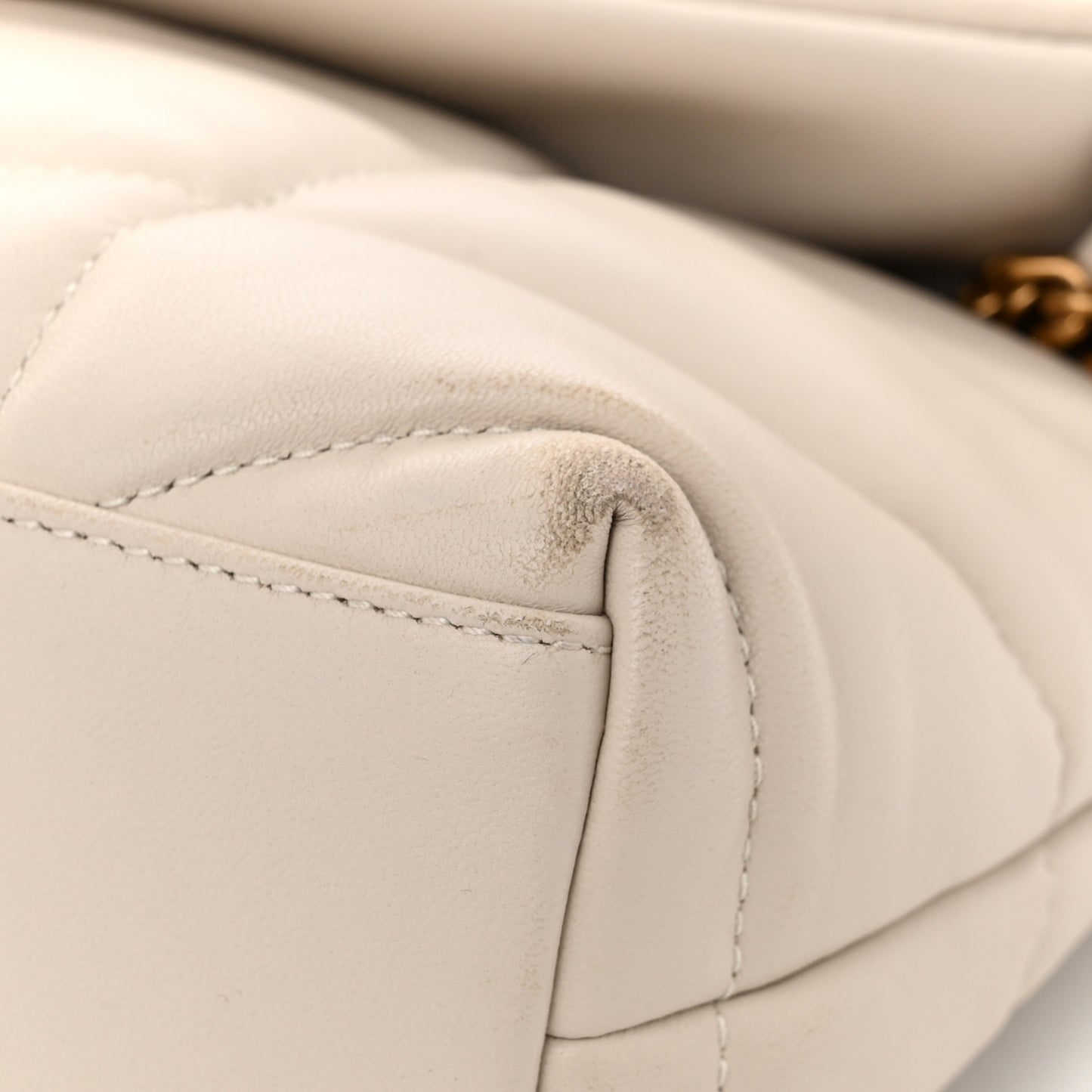 Lambskin Quilted Toy Loulou Puffer Monogram Chain Satchel Crema Soft