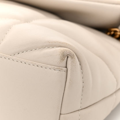 Saint Laurent Lambskin Quilted Toy Loulou Puffer Monogram Chain Satchel Crema Soft 12 of 14