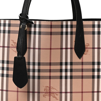 Burberry Grainy Calfskin Haymarket Check Medium Reversible Tote Black 12 of 17