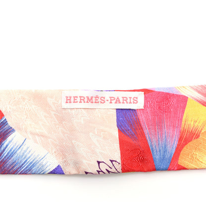 Hermes Silk All Over Marble Silk Twilly Rose Multicolor Ocre 3 of 4