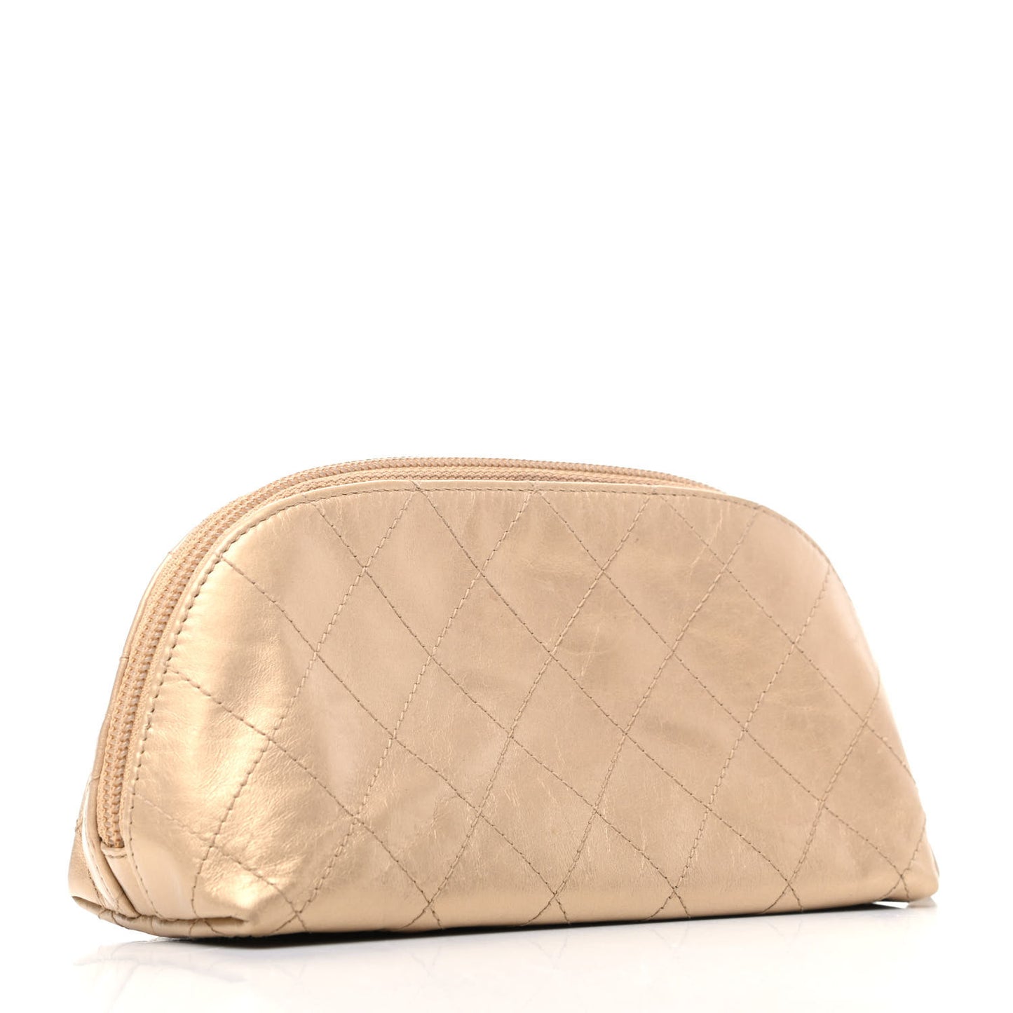 Metallic Aged Calfskin Quilted Palette Cosmetic Case Gold