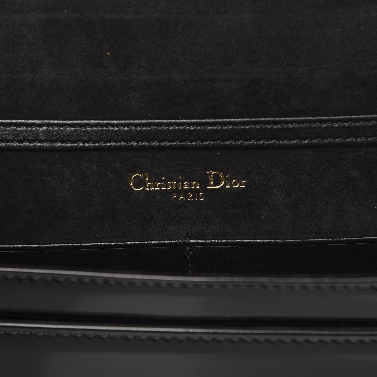 Patent Studded Diorama Wallet on Chain Pouch Black